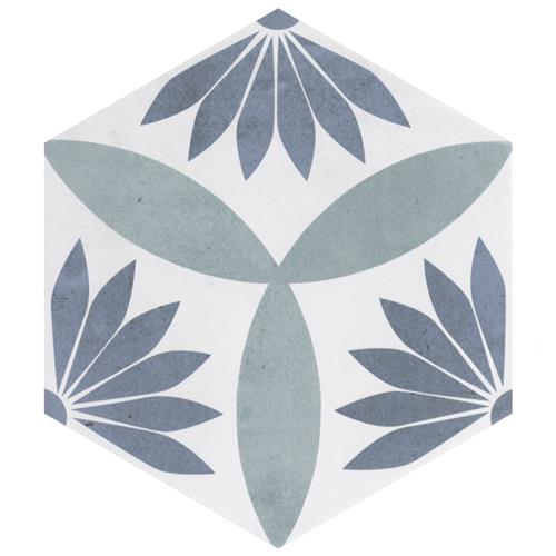 Coco Hex Camellia Blue 7"x8" Porcelain F/W Tile