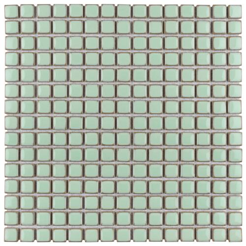 Hudson Edge Light Green 12-1/4"x12-1/4" Porcelain Mosaic