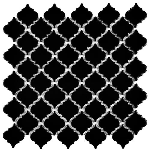 Hudson Tangier Glossy Black 12-3/8"x12-3/8" Porcelain Mosaic