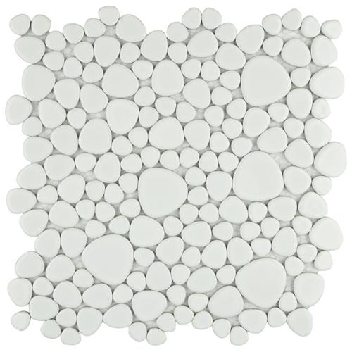 Pebble White 10-3/4"x10-7/8" Porcelain Mosaic
