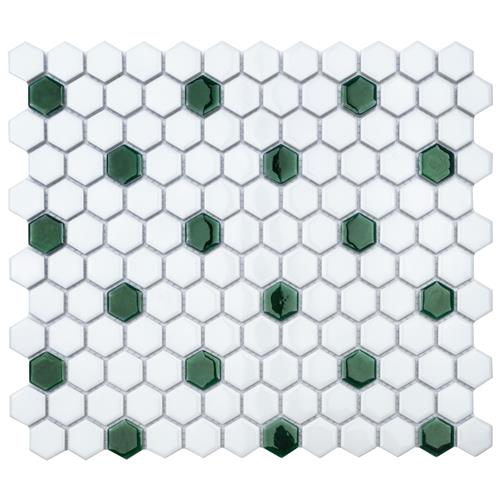 Metro Ion 1" Hex Emerald Dot w/Glossy Wht 10-1/4"x11-7/8"