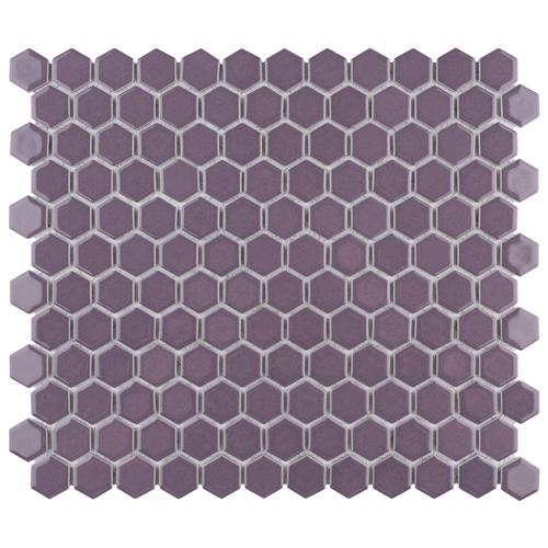Metro 1" Hex Glossy Purple  10-1/4"x11-7/8" Porcelain Mosaic