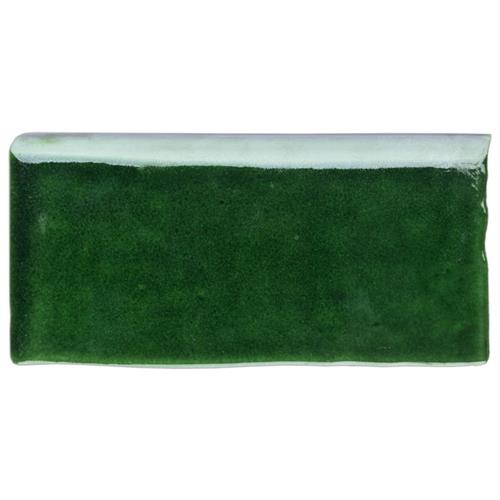 Viva Antic Verde 3" x 6" Ceramic Wall Bullnose Trim