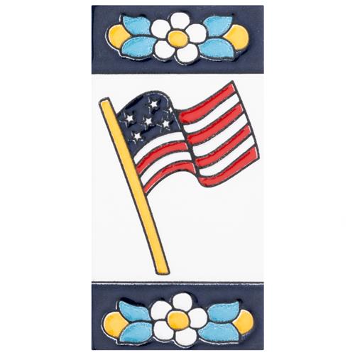 Sevillano Flora Accents US Flag 2-1/8"x4-3/8" Ceramic W/T