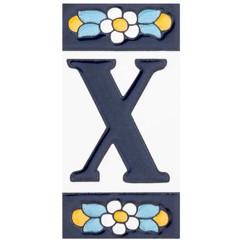 Sevillano Flora Letters X 2-1/8"x4-3/8" Ceramic Wall Tile