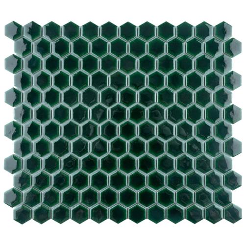 Metro Ion 1" Hex Emerald 10-1/4"x11-7/8" Porcelain Mosaic