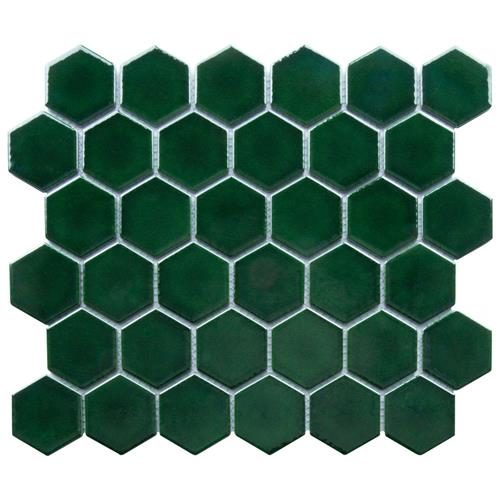 Metro Ion 2" Hex Emerald 11-1/8"x12-5/8" Porcelain Mosaic
