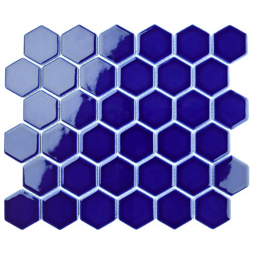 Metro Ion 2" Hex Sapphire 11-1/8"x12-5/8" Porcelain Mosaic