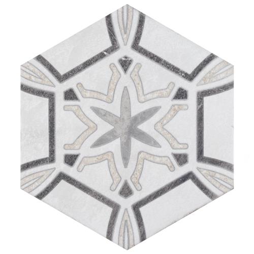 Picture of Mazzo Hex Deco Starburst 8-1/2" x 9-3/4" Porcelain F/W Tile