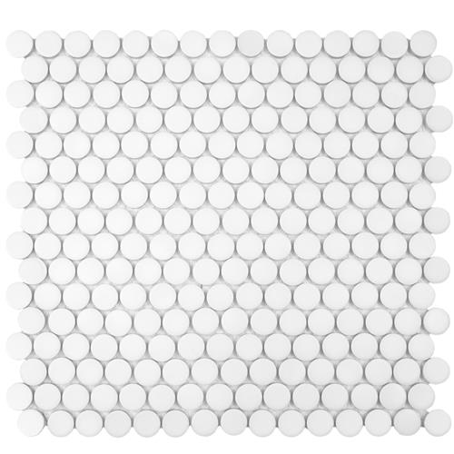 Picture of Hudson Penny Round Matte White 12"x12-5/8" Porcelain Mos
