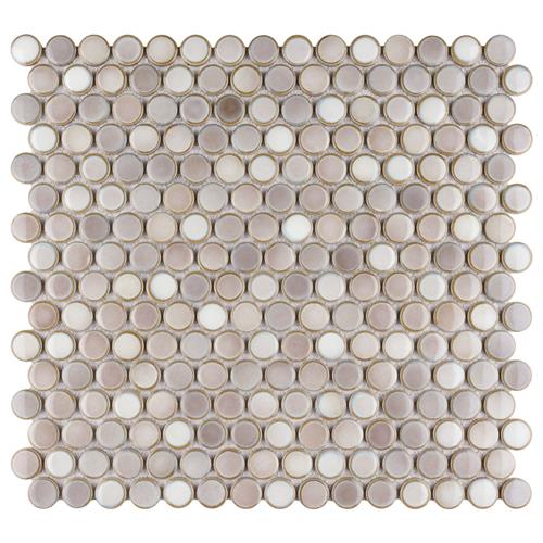 Picture of Hudson Penny Round Dove Grey 12"x12-5/8" Porcelain Mos