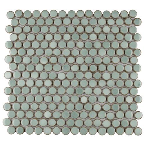 Picture of Hudson Penny Round Mint Green 12"x12-5/8" Porcelain Mos