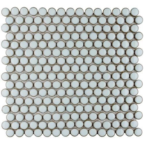 Picture of Hudson Penny Round Silk White 12"x12-5/8" Porcelain Mos