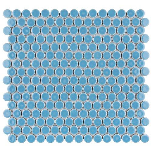 Picture of Hudson Penny Round Light Blue 12"x12-5/8" Porcelain Mos