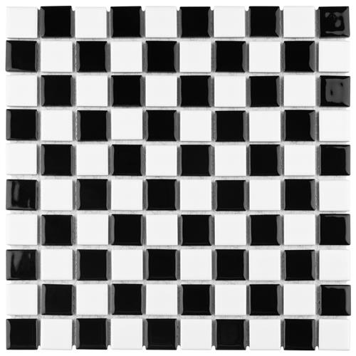 Picture of Checkerboard Square Glossy 12"x12" Porcelain Mos TCK1