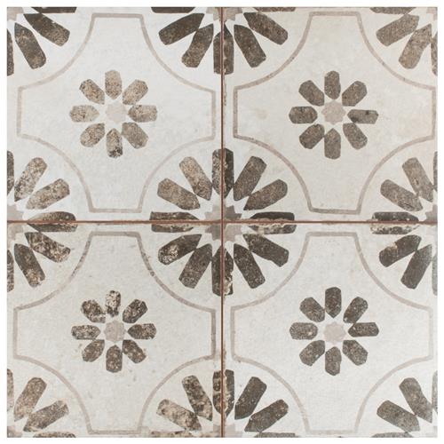 Picture of Kings Blume Nero 17-5/8"x17-5/8" Ceramic Floor/Wall Tile