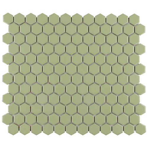 Picture of Metro 1" Hex Glossy Olive 10-1/4" x 11-7/8" Porcelain Mosaic