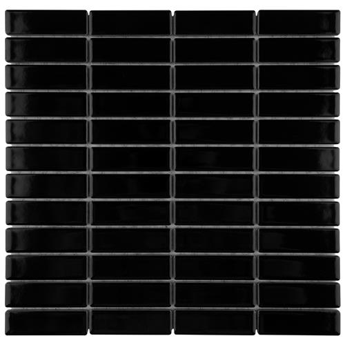 Picture of Metro Brick Stacked Glossy Black 11-1/2"x11-3/4" Por Mosaic