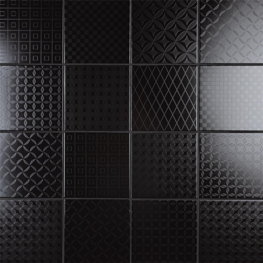 Unity Deco Black 8 X Ceramic Floor, 8 X 8 Tile