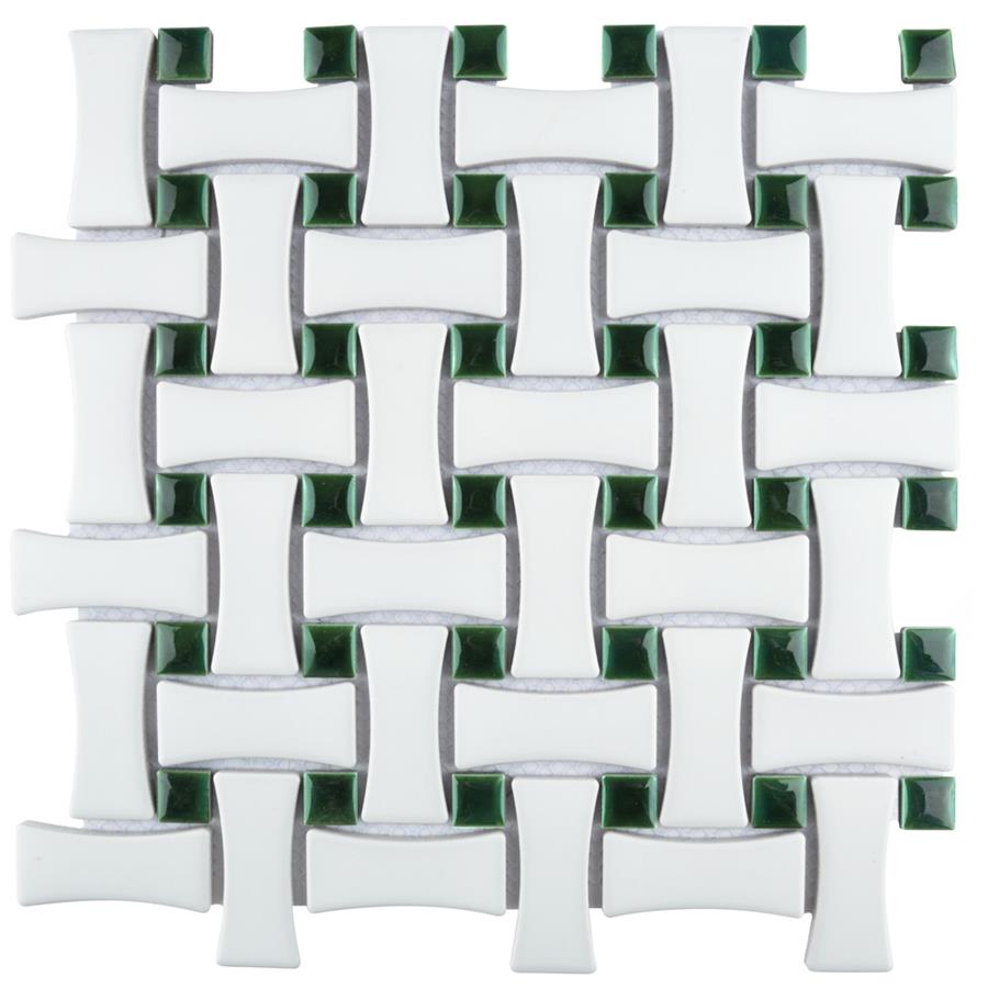 Metro Ion Dog Bone Bskt Weave Emerald Dot w/Mt Wht 10
