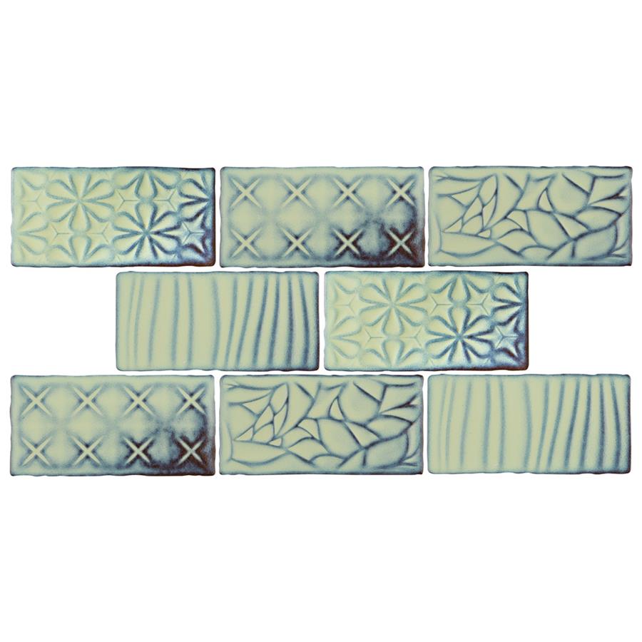 2 x 6 Green//Blue//Brown SomerTile WCVASAMC Antigue Special Agua Marina Ceramic Moldura Wall Trim Tile