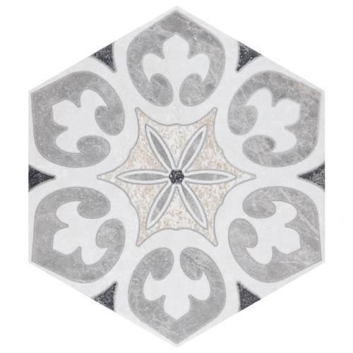 Mazzo Hex Deco Pinwheel 8-1/2" x 9-3/4" Porcelain F/W Tile