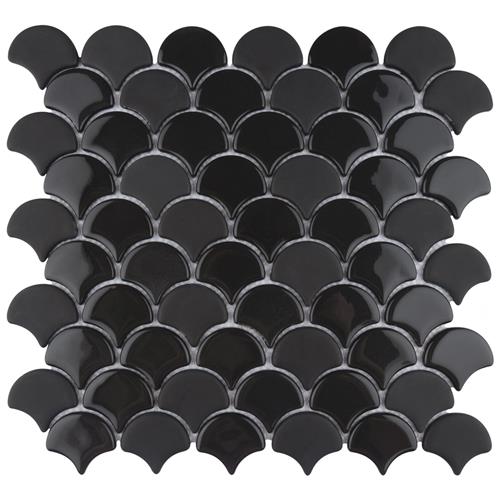 Expressions Scallop Black 11-1/4"x12" Glass Mos