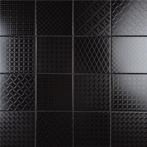 Unity Deco Black  8" x 8" Ceramic Floor/Wall Tile