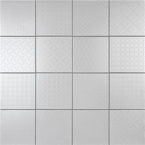 Unity Deco White 8" x 8" Ceramic Floor/Wall Tile
