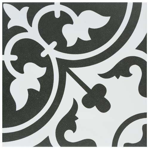 Arte Clover Black 9-3/4"x9-3/4" Porcelain Floor/Wall Tile