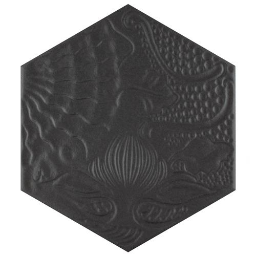 Gaudi Hex Black 8-5/8"x9-7/8" Porcelain F/W Tile