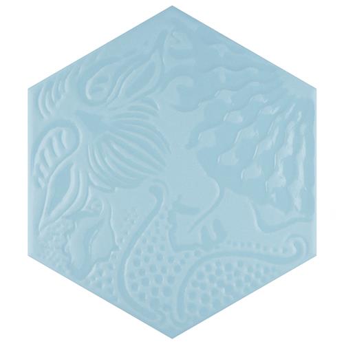 Gaudi Lux Hex Aqua 8-5/8"x9-7/8" Porcelain F/W Tile