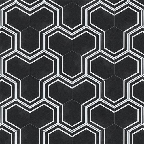 Labyrinth Hex Black 8-5/8"x9-7/8" Porcelain F/W Tile