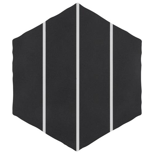 Palm Linear Hex Black 5-7/8" x 6-7/8" Porcelain F/W Tile