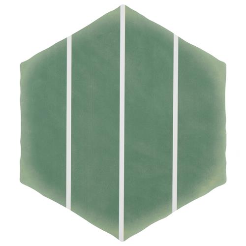 Palm Linear Hex Green 5-7/8" x 6-7/8" Porcelain F/W Tile