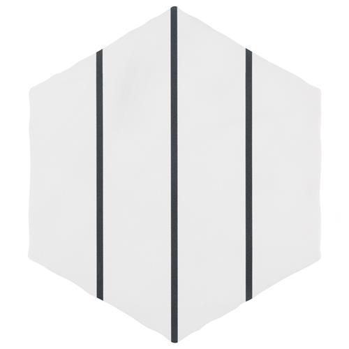 Palm Linear Hex White 5-7/8" x 6-7/8"Porc Floor/Wall Tile