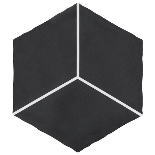 Palm Rombo Hex Black 5-7/8"x6-7/8" Porcelain Floor/Wall Tile