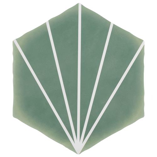 Palm Starburst Hex Green 5-7/8" x 6-7/8" Porcelain F/W Tile