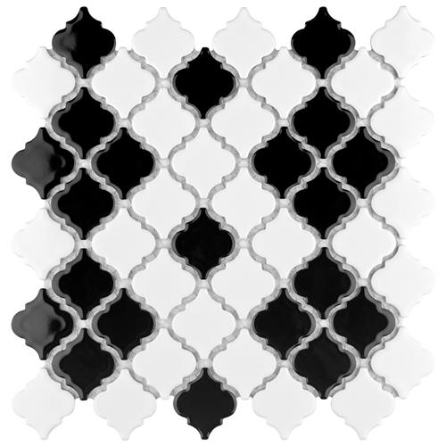 Hudson Tangier Blk/Wht Mimos 12-3/8"x12-3/8" Porcelain Mos