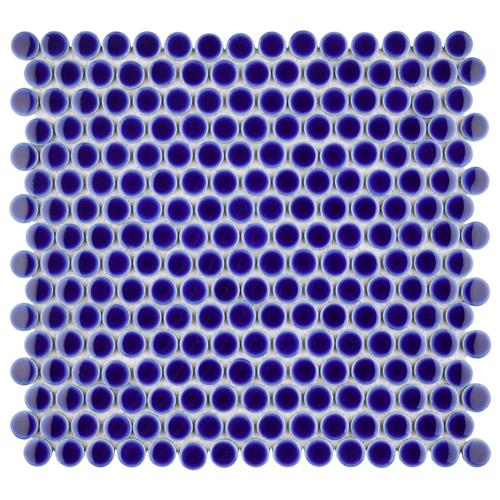 Hudson Penny Round Cobalt 12"x12-5/8" Porcelain Mos