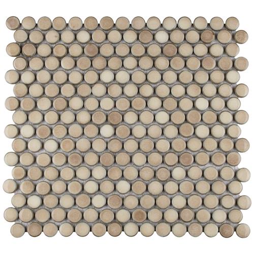 Hudson Penny Round Truffle 12"x12-5/8" Porcelain Mos