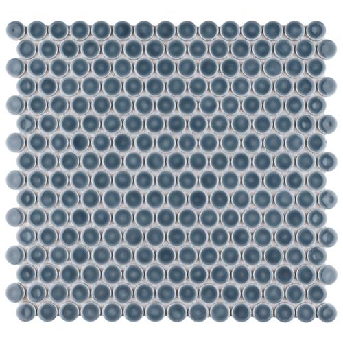 Hudson Penny Round Storm Grey 12"x12-5/8" Porcelain Mos