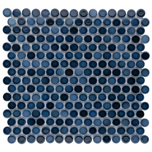 Hudson Penny Round Glacier 11-7/8"x12-5/8" Porcelain Mosaic