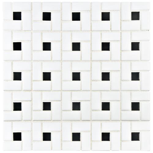 Spiral Black and White 12-5/8"x12-5/8" Porcelain Mosaic