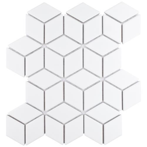 Hudson Rhombus Matte White 10-1/4"x11-3/4" Porcelain Mosaic