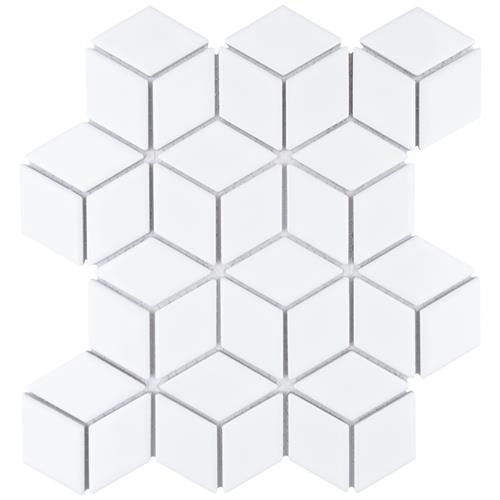 Hudson Rhombus Glossy White 10-1/4"x11-3/4" Porcelain Mosaic