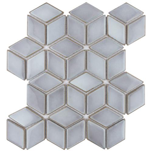 Hudson Rhombus Grey Eye 10-1/4"x11-3/4" Porcelain Mosaic