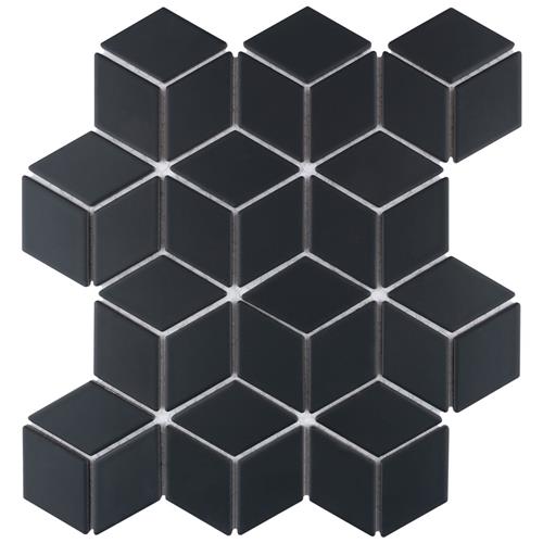 Hudson Rhombus Matte Black 10-1/4"x11-3/4" Porcelain Mosaic