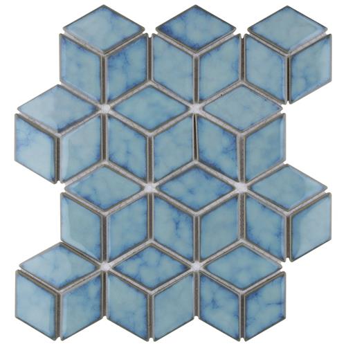 Hudson Rhombus Marine 10-1/4"x11-3/4" Porcelain Mosaic