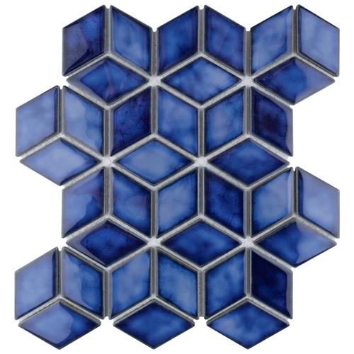 Hudson Rhombus Sapphire 10-1/4"x11-3/4" Porcelain Mosaic